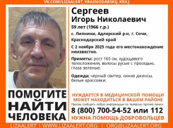 В Сочи объявили поиск пропавшего мужчины, нуждающегося в медицинской помощи