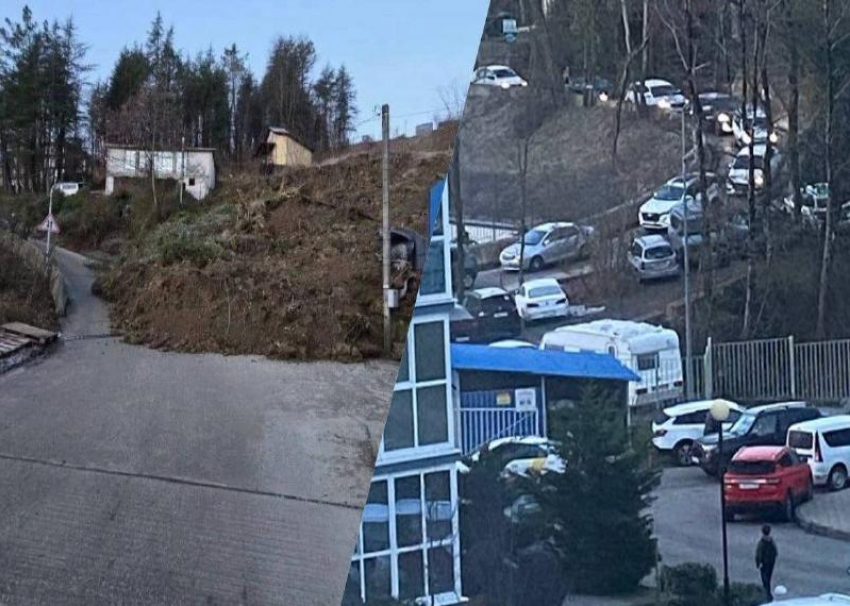 Оползень сошел на дорогу и перекрыл движение транспорта в Сочи