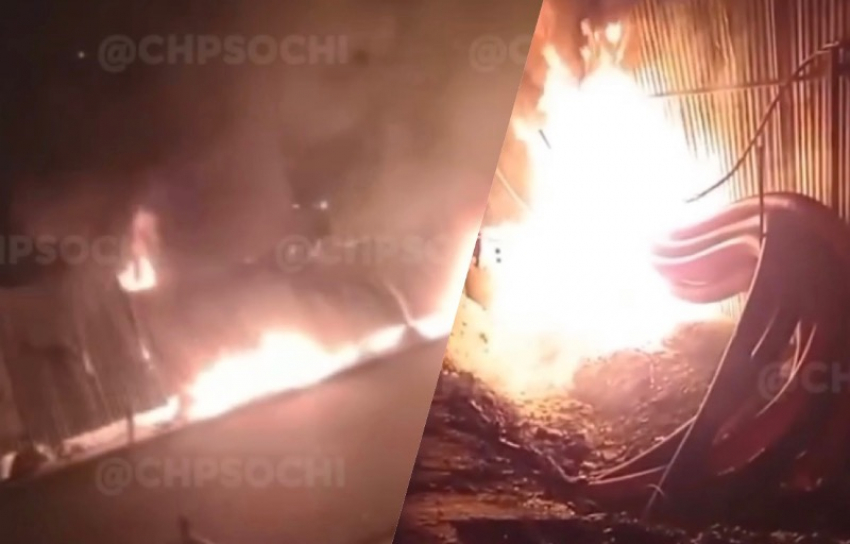 Крупный пожар оставил жителей нескольких домов в Сочи без электричества
