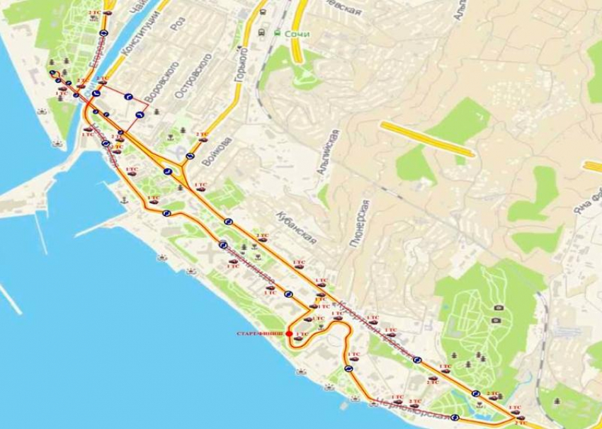 В центре Сочи изменят схему движения транспорта из-за забега